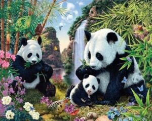 Broderie Diamant Famille de Panda