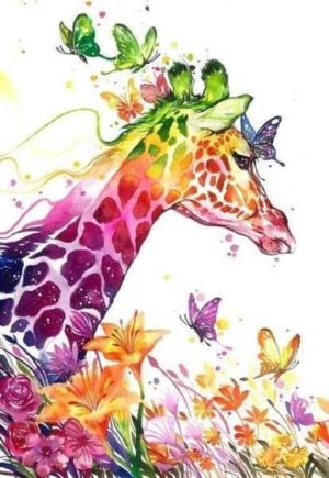 Broderie Diamant Girafe colorée