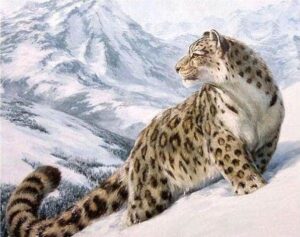 Broderie Diamant Guépard des neiges