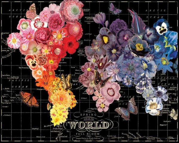 Broderie Diamant Mappemonde en Fleurs