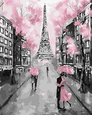 Broderie Diamant Tour Eiffel et Vie en Rose