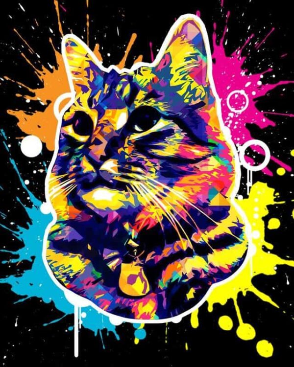 Broderie Diamant Chat Pop Art