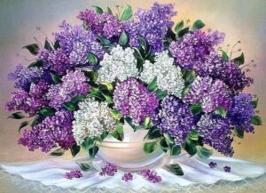 Broderie Diamant Bouquet lilas Violet