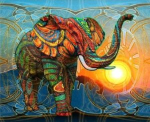 Broderie Diamant Eléphant artistique