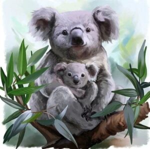 Broderie Diamant Famille de Koalas