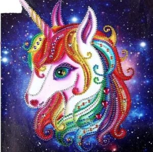 Broderie Diamant Licorne abstraite